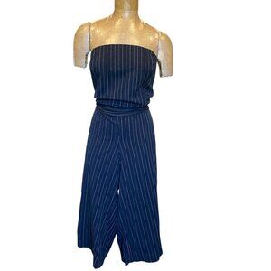 Torrid Plus Size Pinstripe Strapless  Wide Leg Jumpsuit 136G